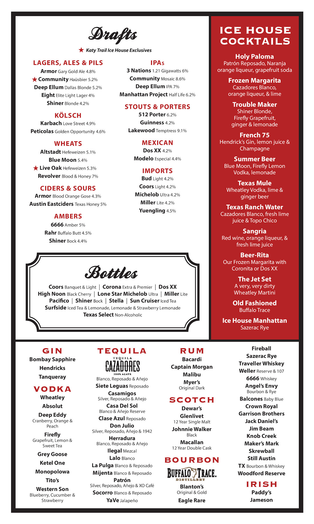Katy Trail Outpost Beverage Menu